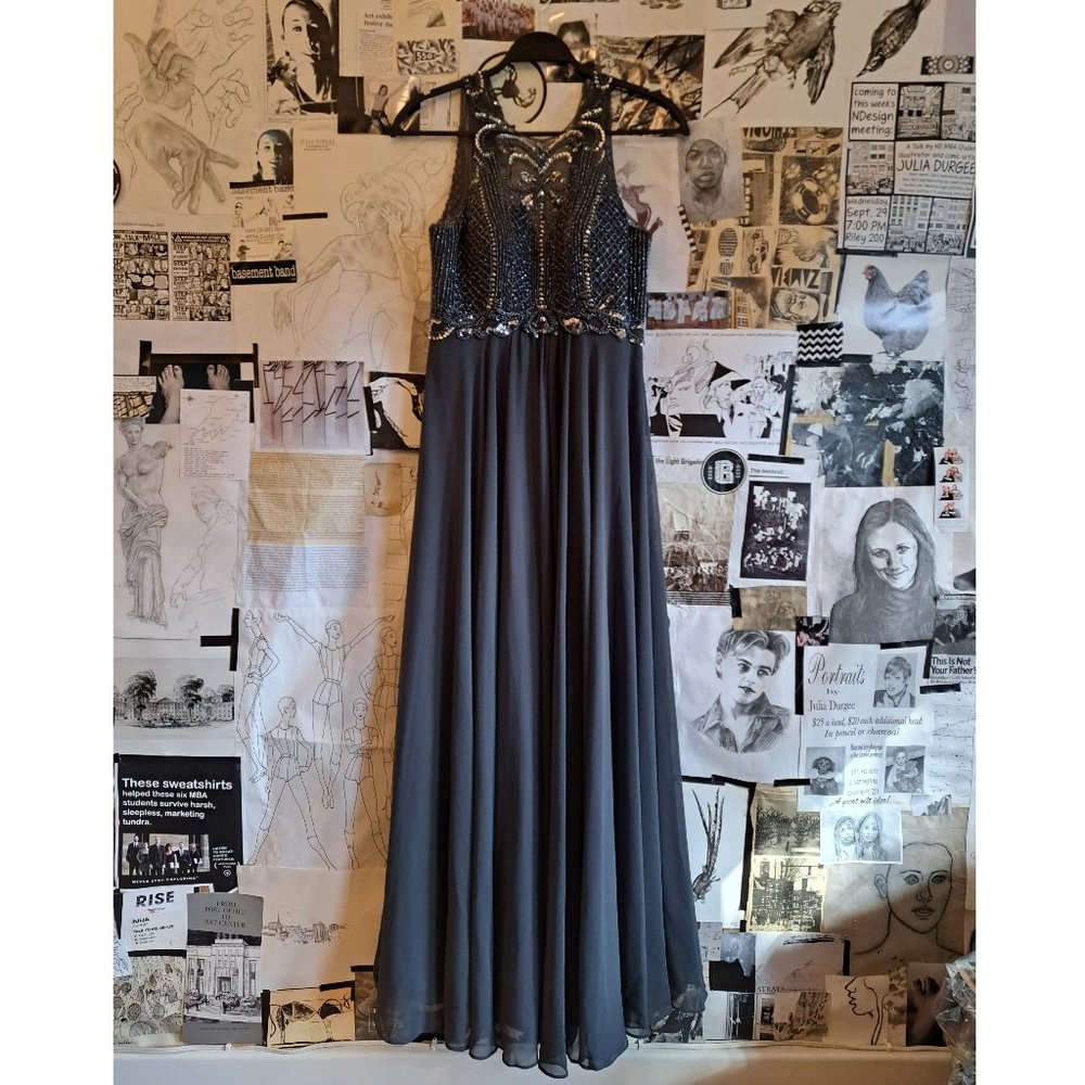 Beaded & Sequined floor-length gown